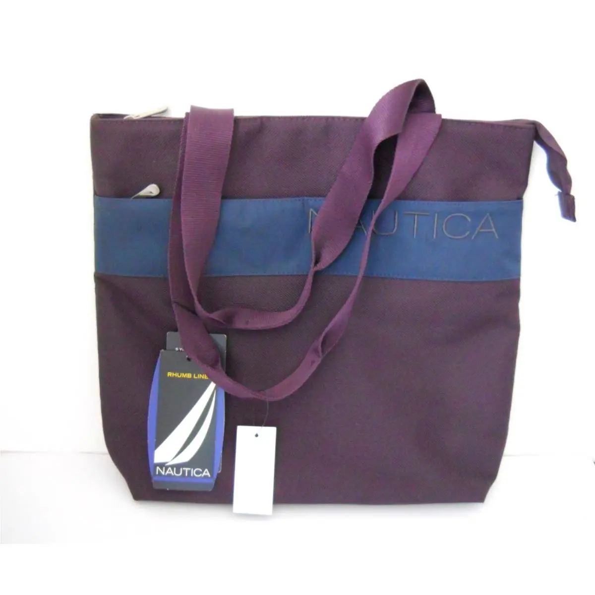 Nautica Rhumb Line Weekend Tote Bag Purple and Blue 16 x 14