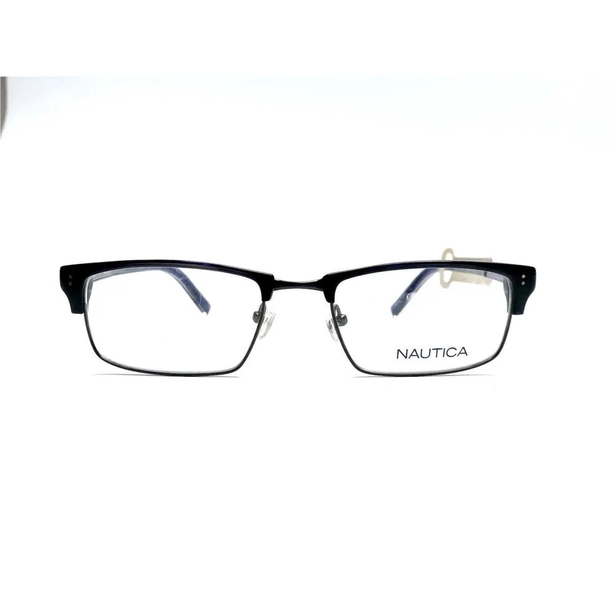 Nautica Blue Silver Gun Metal Rectangular Glasses N8068 418 53 19 140