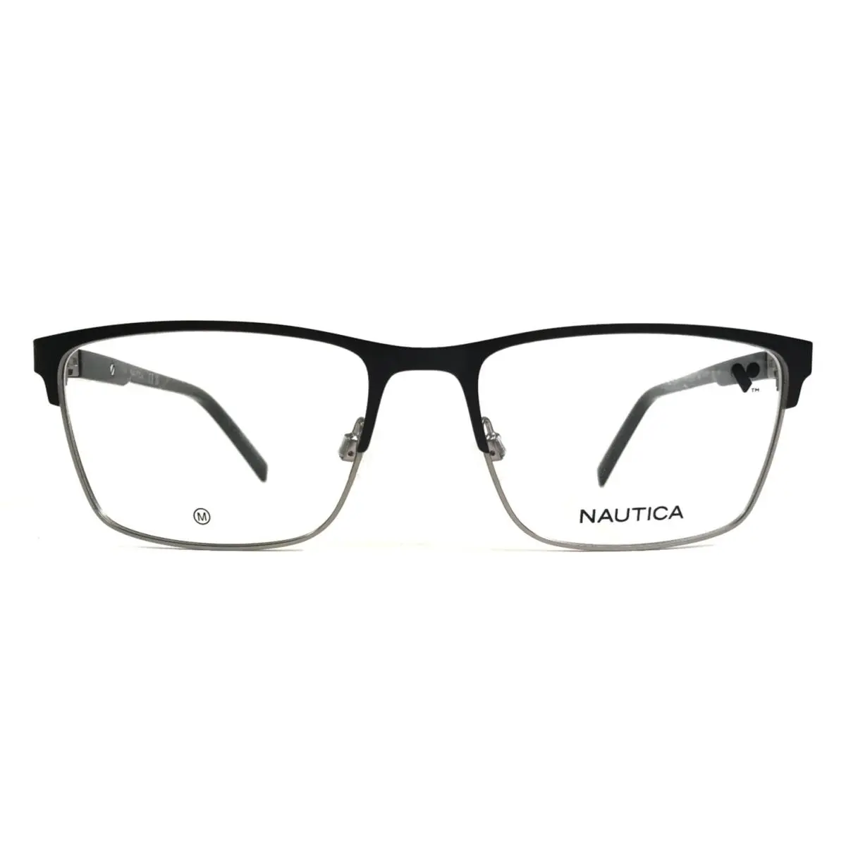 Nautica Eyeglasses Frames N7335 005 Black Silver Rectangle Full Rim 54-17-145