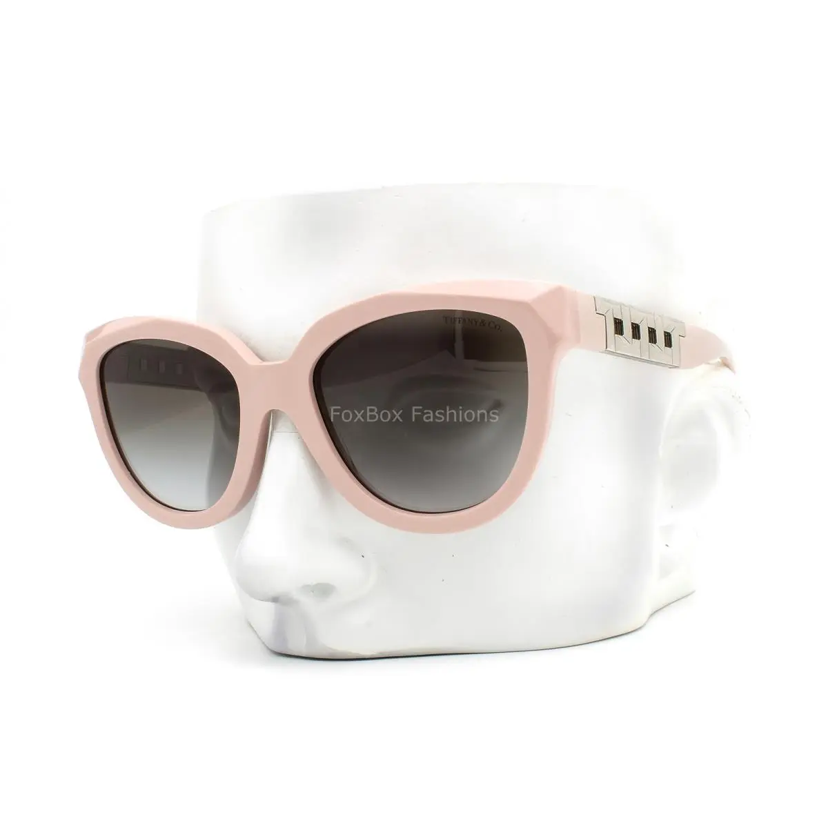 Tiffany Sunglasses Polished Cloud Pink Silver T Logo TF 4215 8367/3C with Case