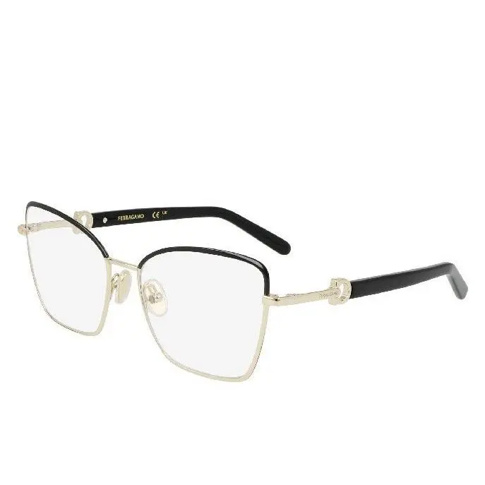 Ferragamo SF2223N 703 Gold Black Eyeglasses Frames 54mm Women`s by Salvatore Ferragamo