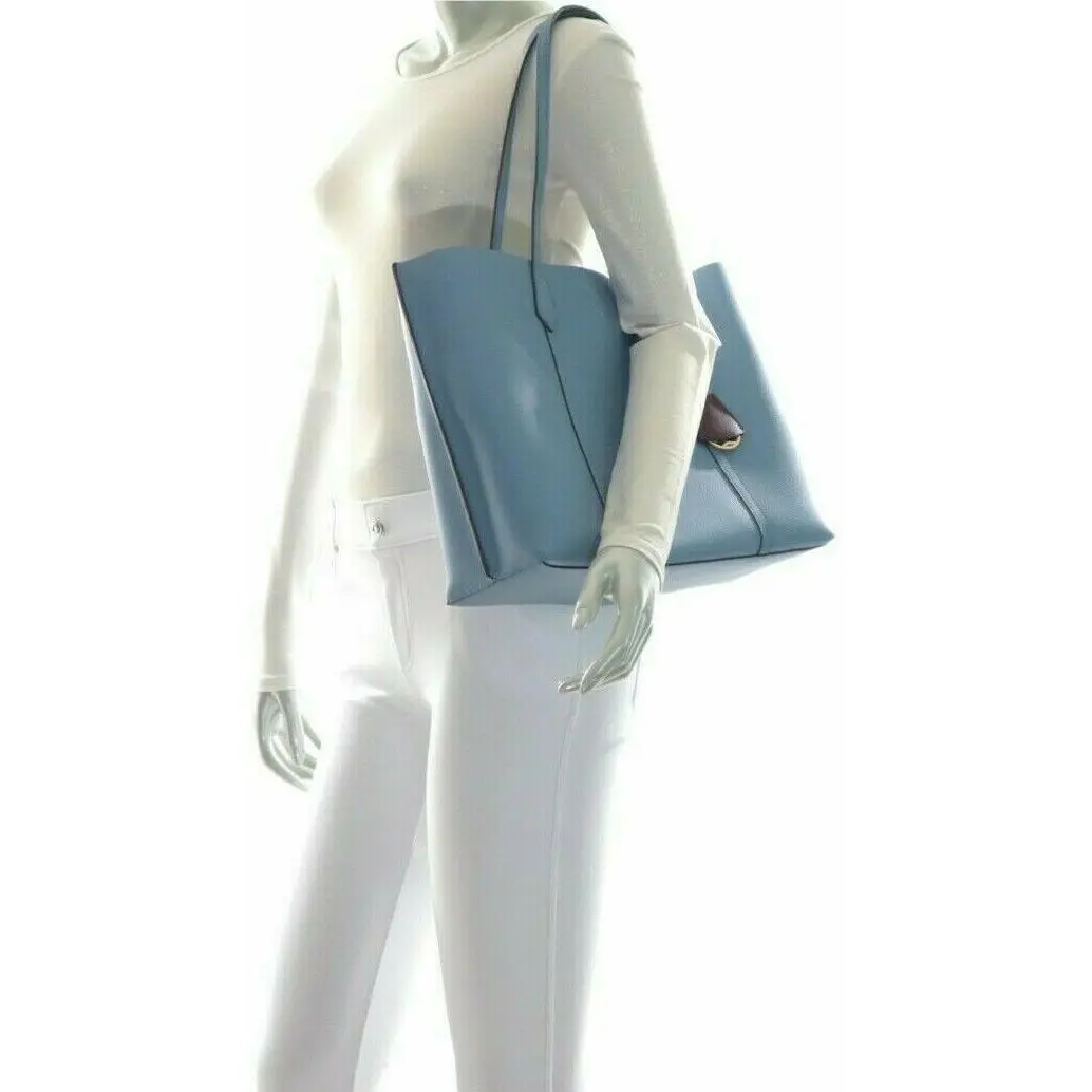 Tory Burch Perry Triple Compartment Pebbled Leather Tote Blue Yonder NWT$348.00