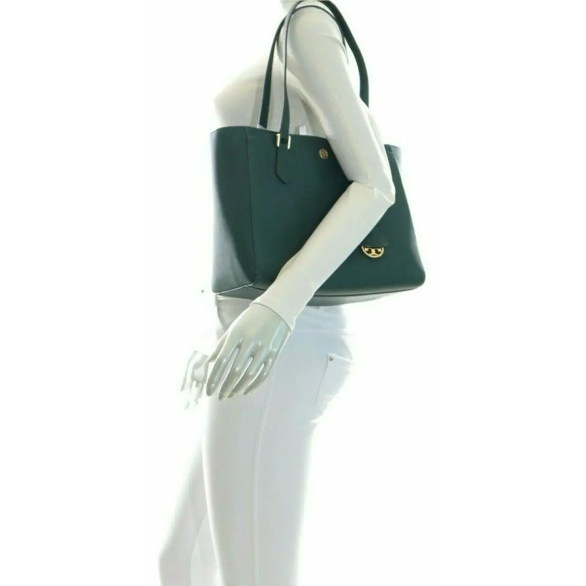 Tory Burch Robinson Tote Leather Bag Pine Tree