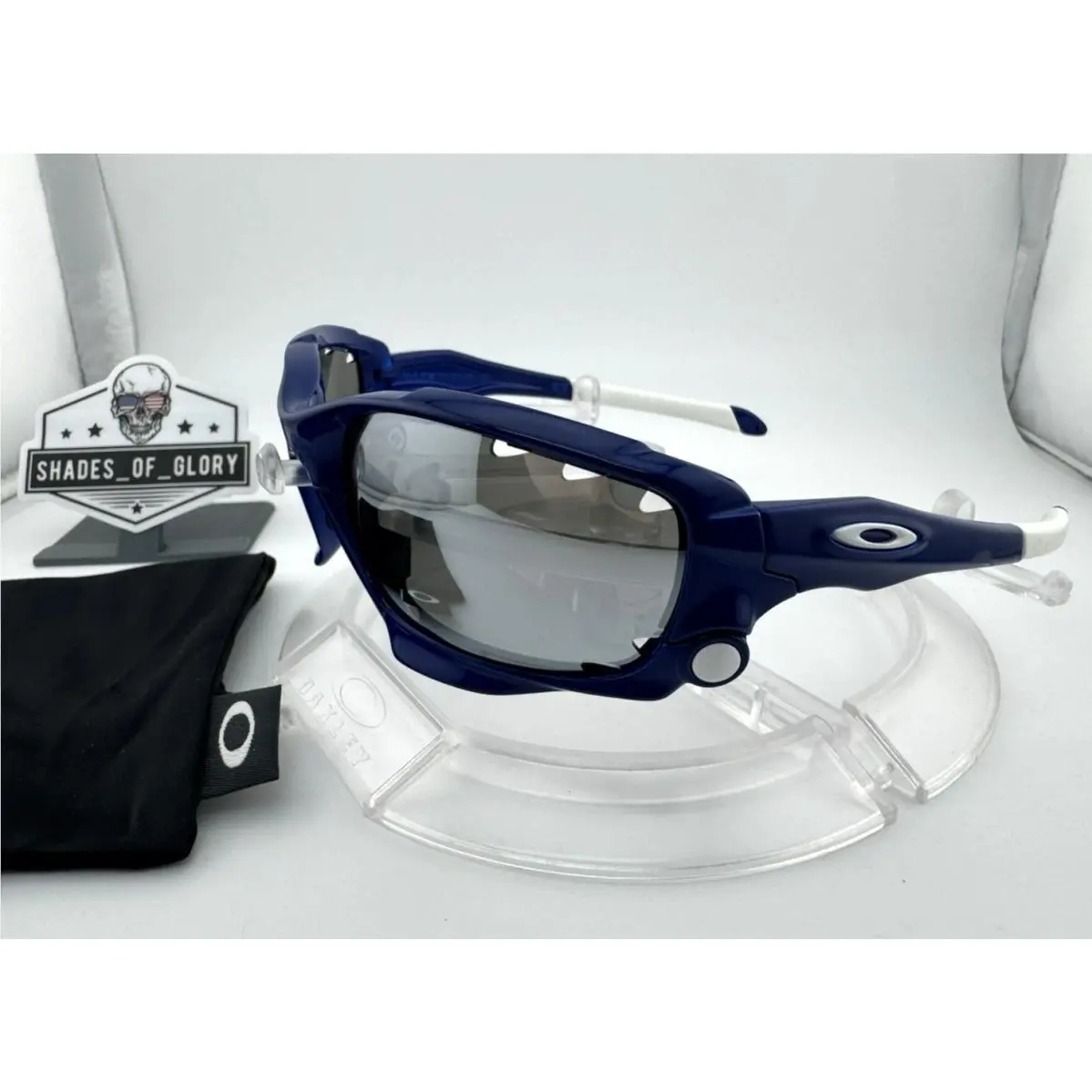 Oakley Jawbone Team Blue W/ Silver Chrome Aftermarket Polarized Sunglasses Rare