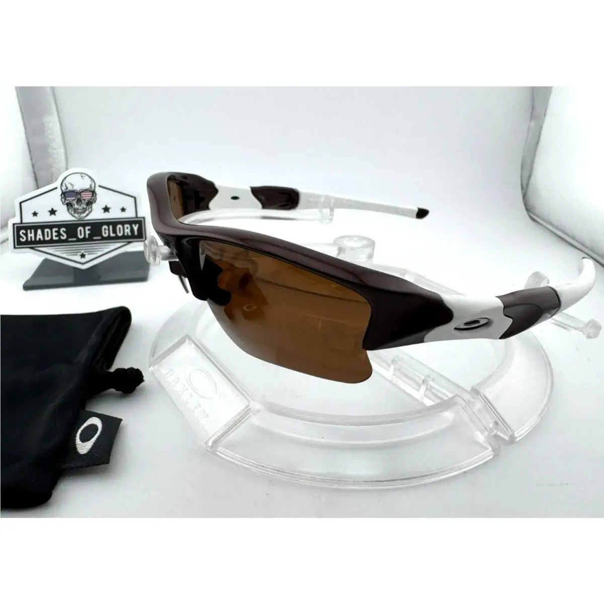 Oakley Flak Jacket Xlj Red Metallic Brown Aftermarket Polarized Sunglasses