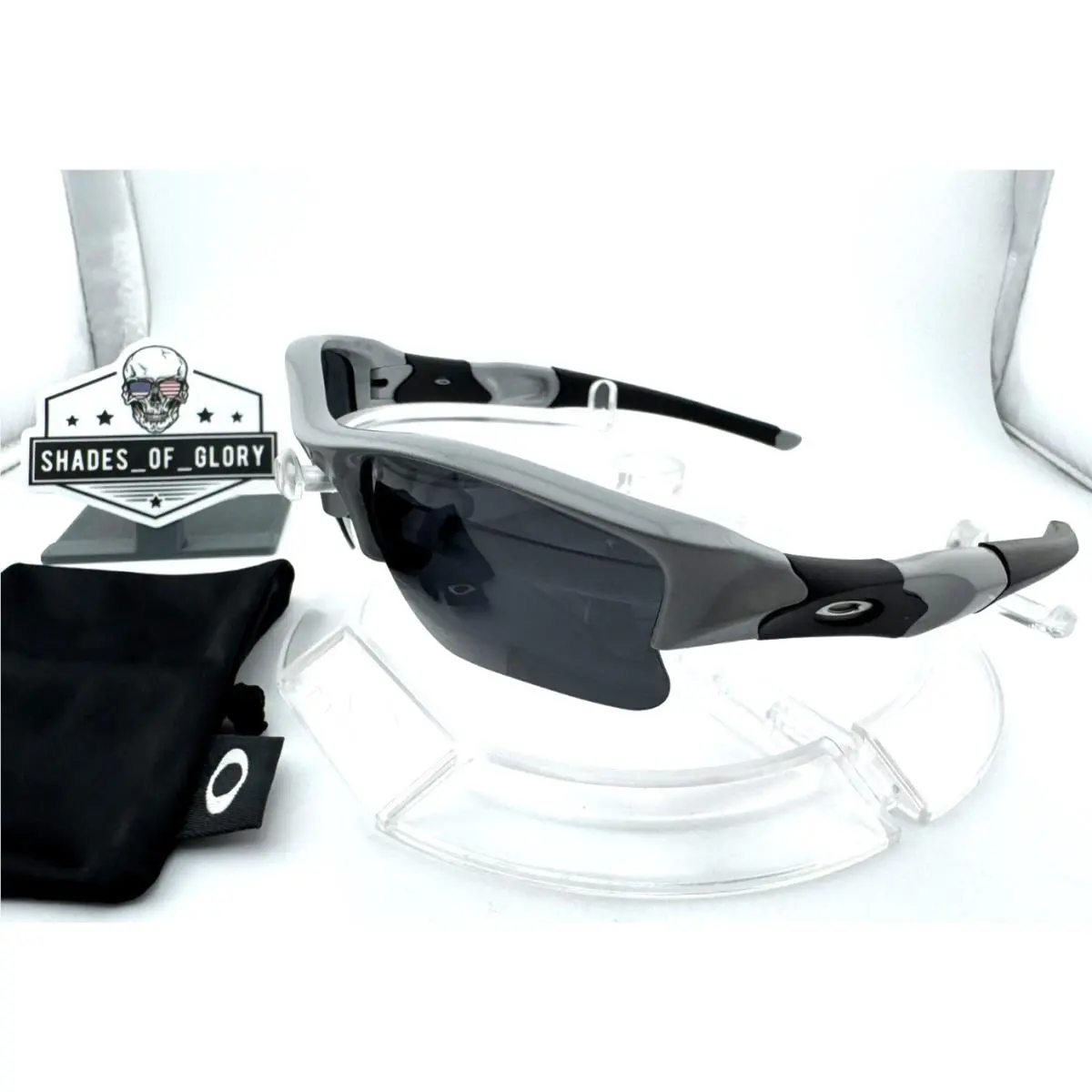 Oakley Flak Jacket Xlj Polished Fog Grey Black Aftermarket Polarized Sunglasses