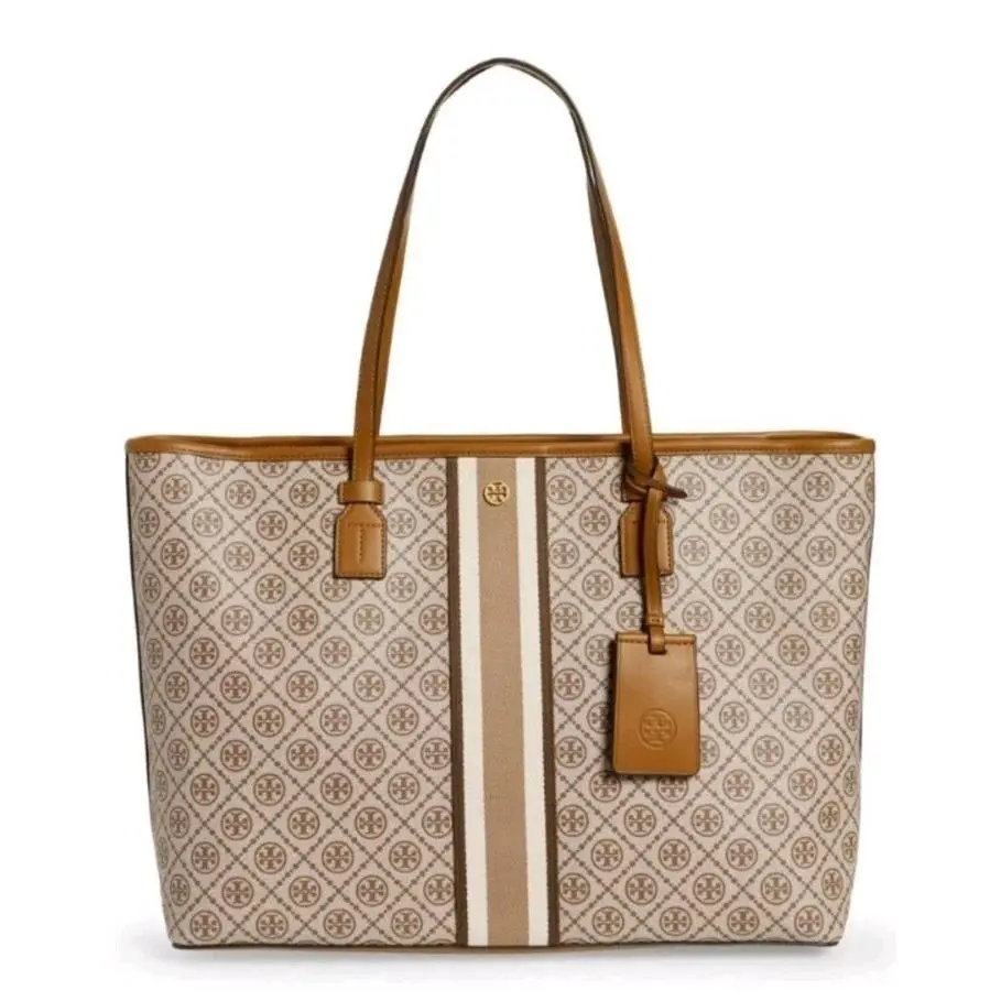 Tory Burch T Monogram Canvas Tote Bag Size Large