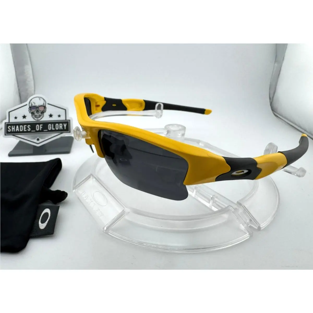 Oakley Flak Jacket Xlj Yellow W/ Black Aftermarket Polarized Sunglasses