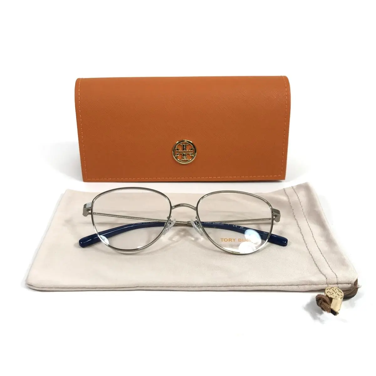 Eyeglasses Frames TY1082 3161 Shiny Silver Cat Eye Wire Rim 52-17-140 by Tory Burch