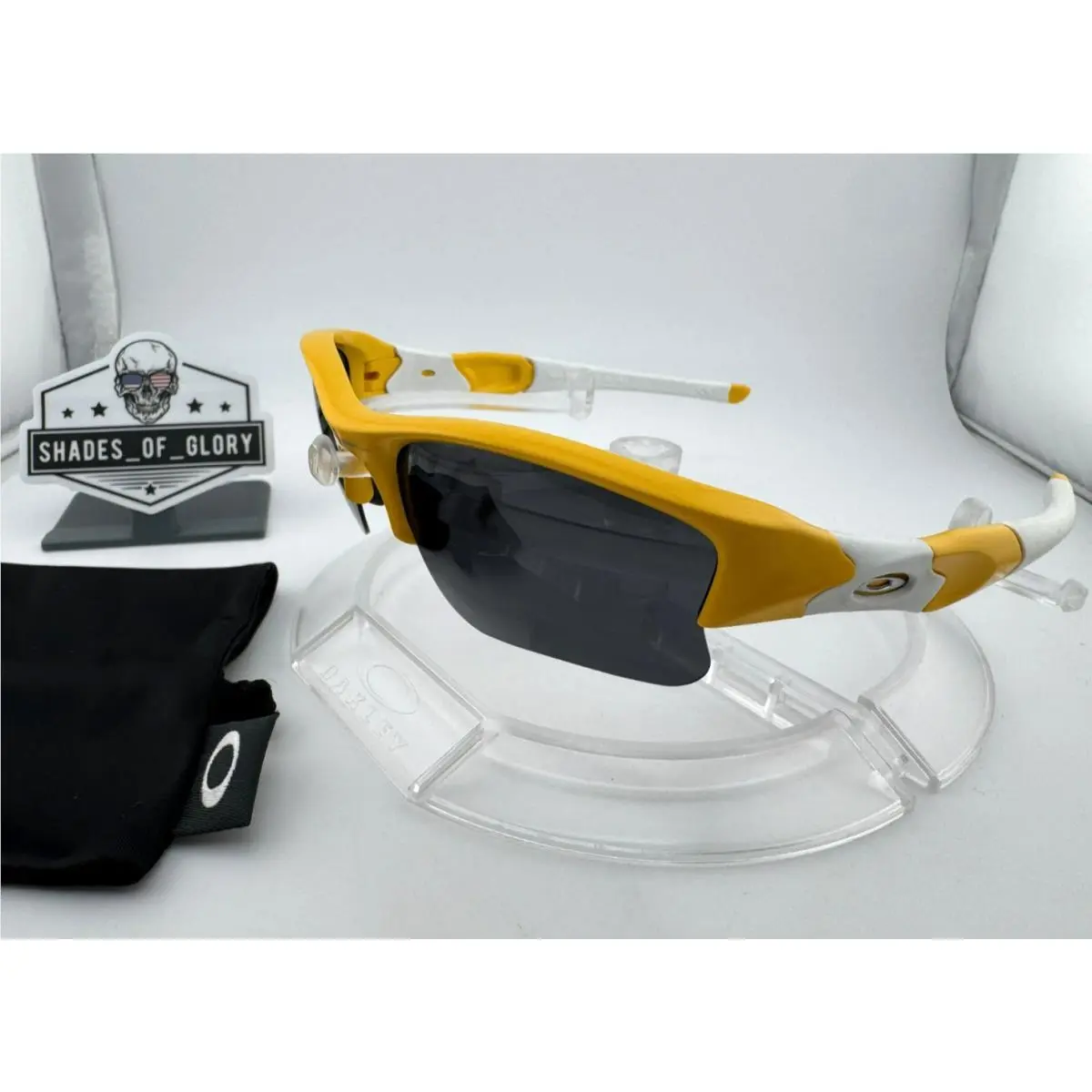 Oakley Flak Jacket Xlj Yellow White Black Aftermarket Polarized Sunglasses