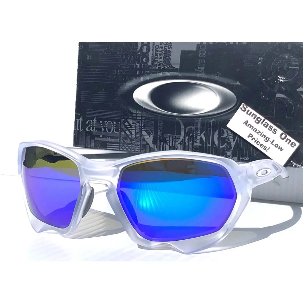 Oakley Plazma Matte Clear Polarized Galaxy Blue Lens Sunglass 9019-16