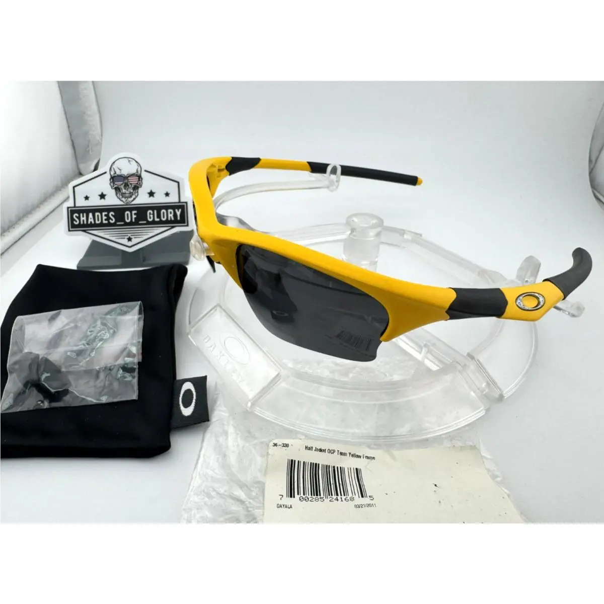 Oakley Half Jacket Xlj Team Yellow W/ Black Aftermarket Polarized Sunglasses