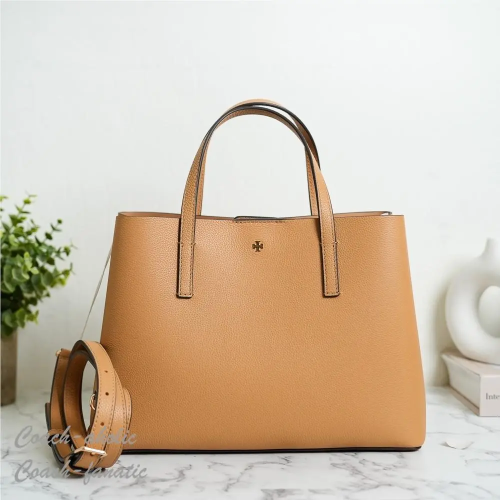 Tory Burch Blake Small Tote Crossbody in Warm Biscuit Pebbled Leather