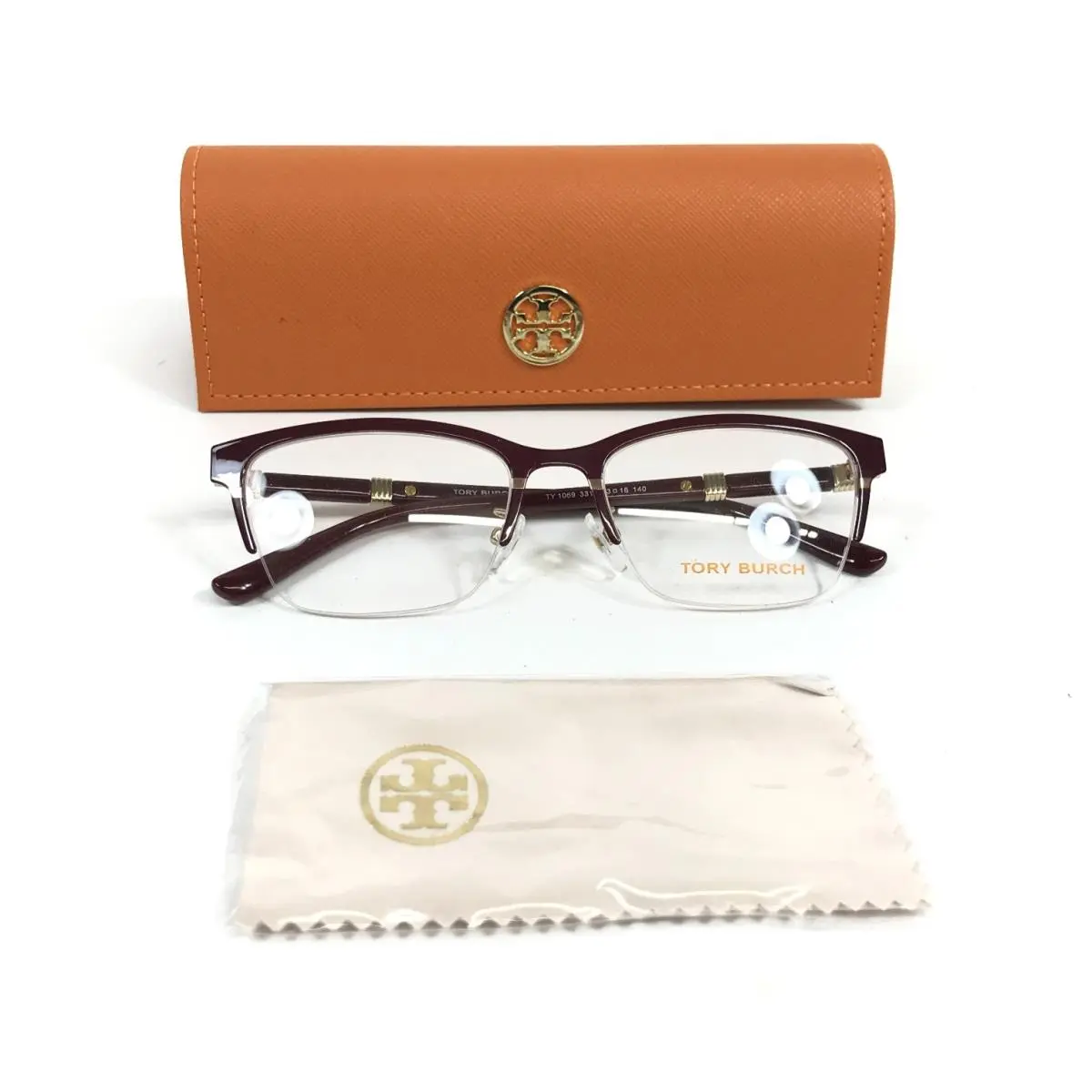 Tory Burch Eyeglasses Frames TY1069 3313 Bordeaux Red Gold Half Rim 53-18-140