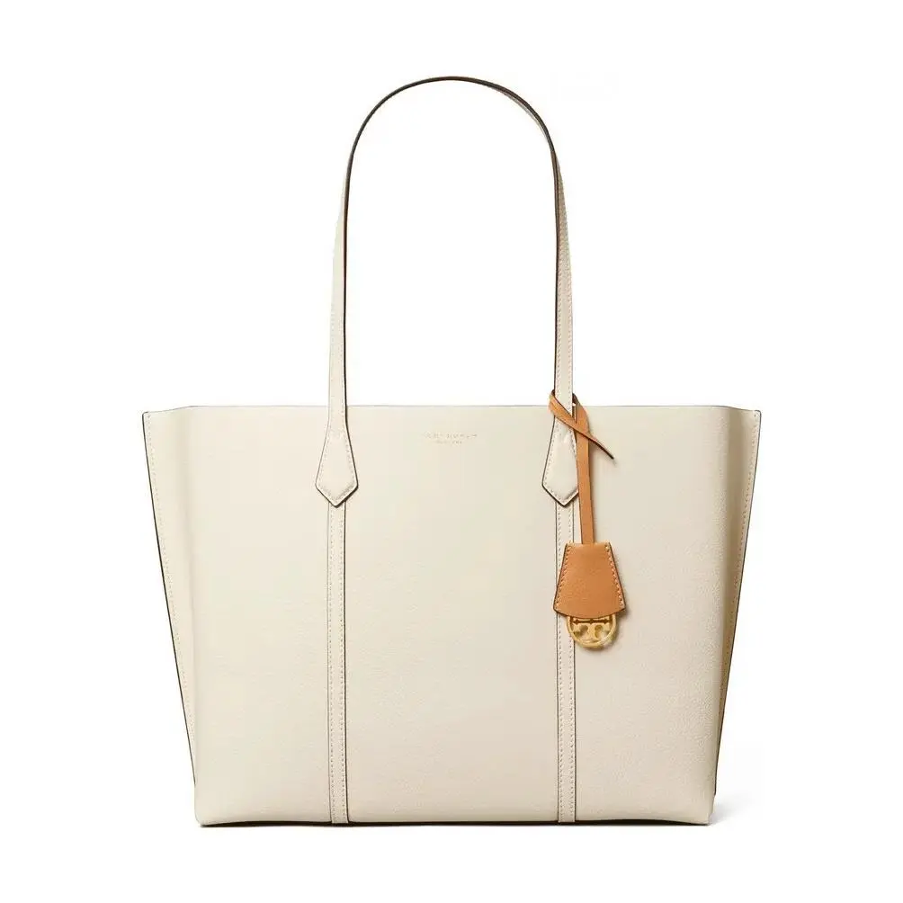 Tory Burch Perry Triple Compartment Leather Tote Ivory