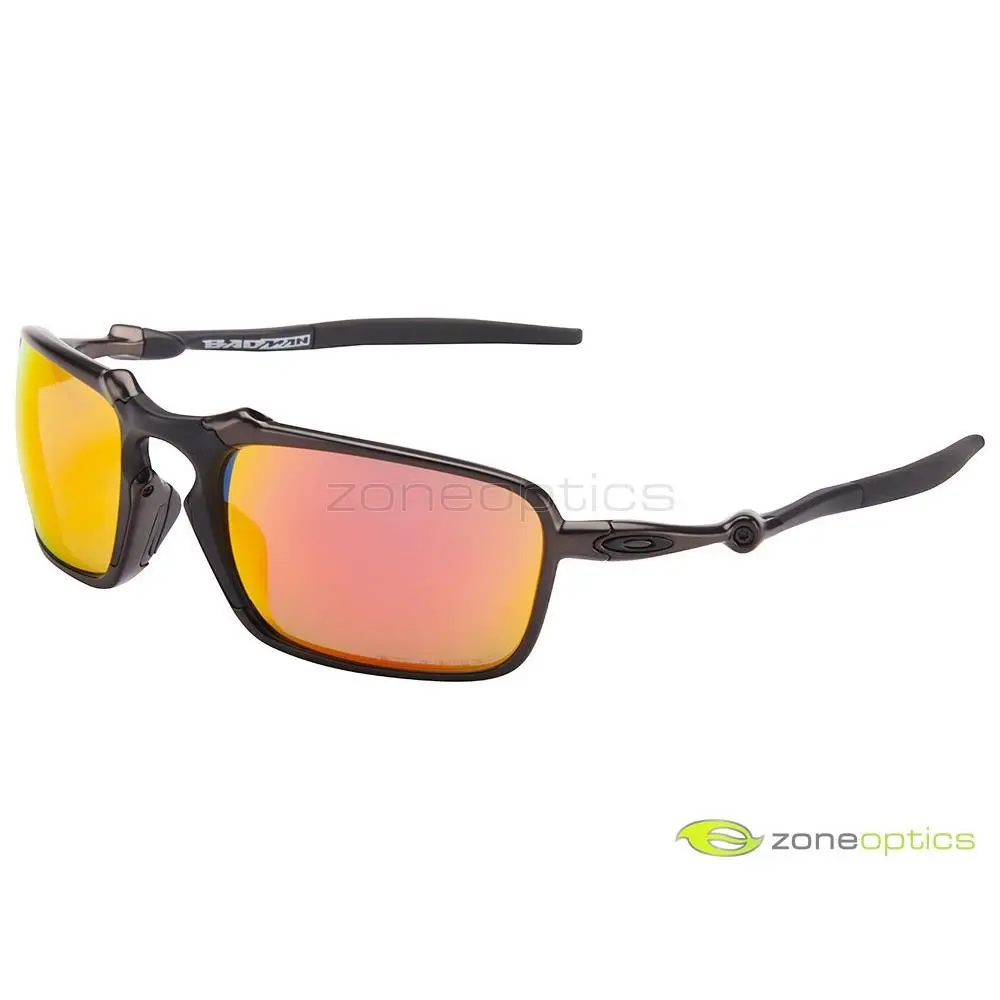 Oakley Badman Polarized Sunglasses OO6020-03 X Metal Dark Carbon/ruby Iridium