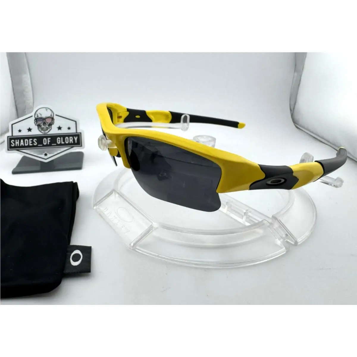 Oakley Flak Jacket Xlj Team Yellow W/ Black Aftermarket Polarized Sunglasses