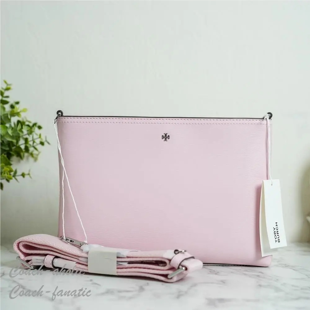 Tory Burch Blake Textured Swingpack Leather Crossbody in Coral