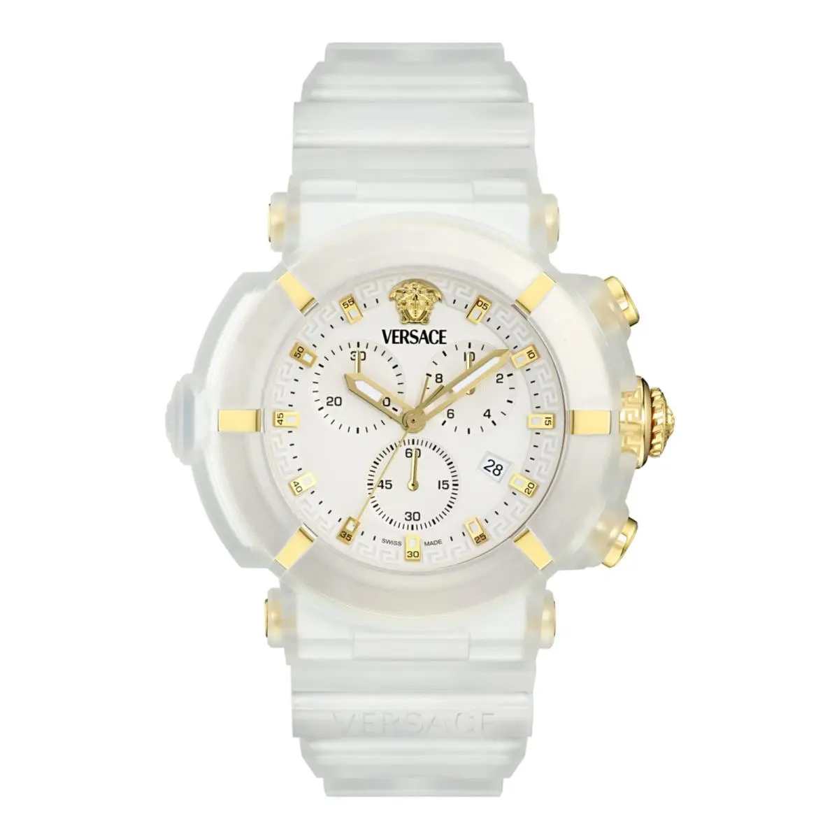 Versace Mens White 45mm Strap Fashion Watch