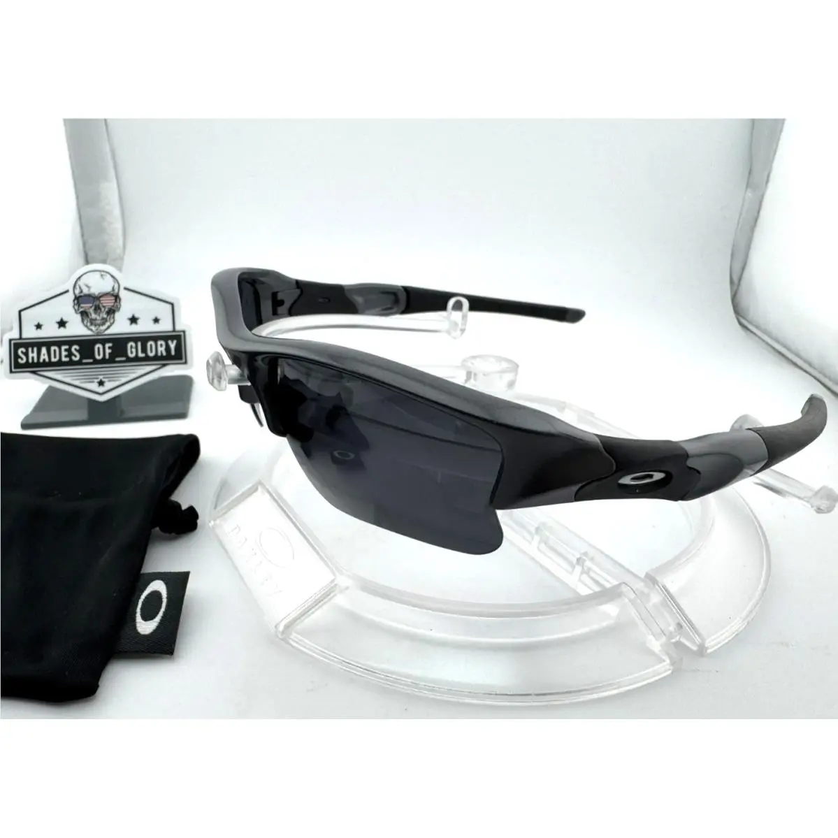Oakley Flak Jacket Xlj Dark Grey Metallic Black Aftermarket Polarized Sunglasses