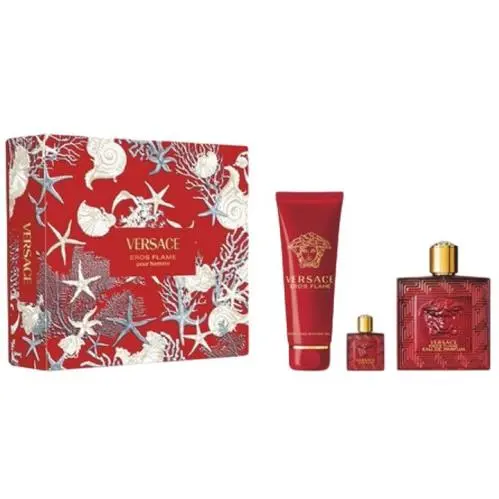 Versace Men`s Eros Flame 3pcs Edp Gift Set Fragrances 8011003900039
