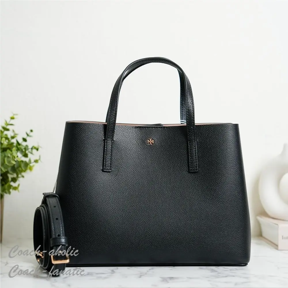 Tory Burch Blake Small Tote Crossbody in Black Pebbled Leather