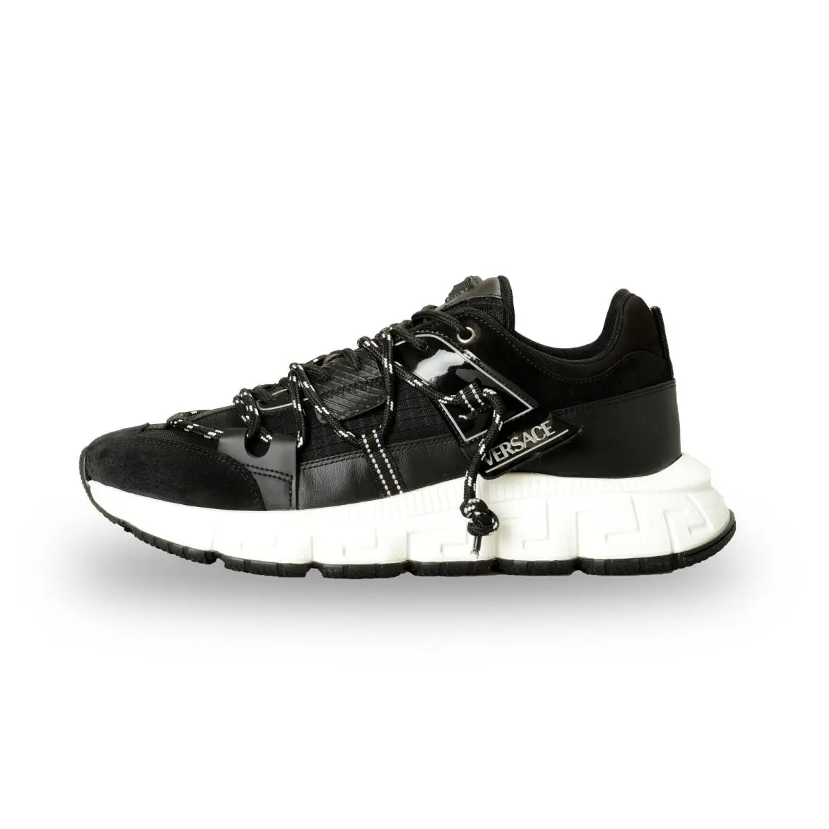 Versace Men`s Black Suede Leather Black Medusa Head Sneakers Shoes US 13 IT 46