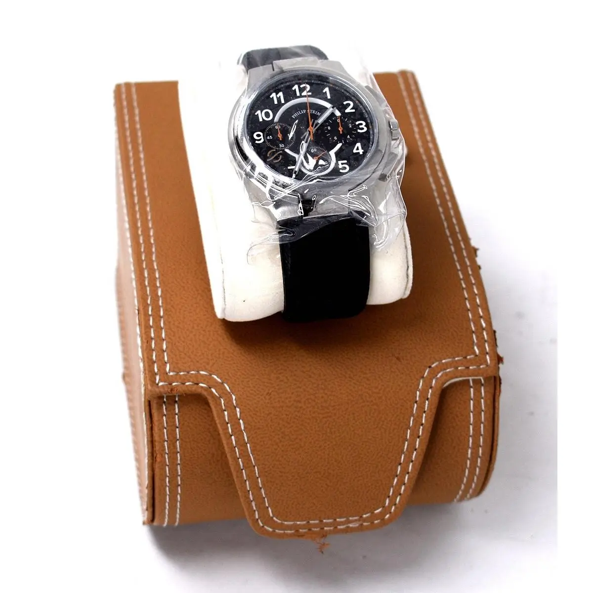 Men`s 45-SCRBK-BB Round Analog Display Japanese Quartz Black Watch by Philip Stein