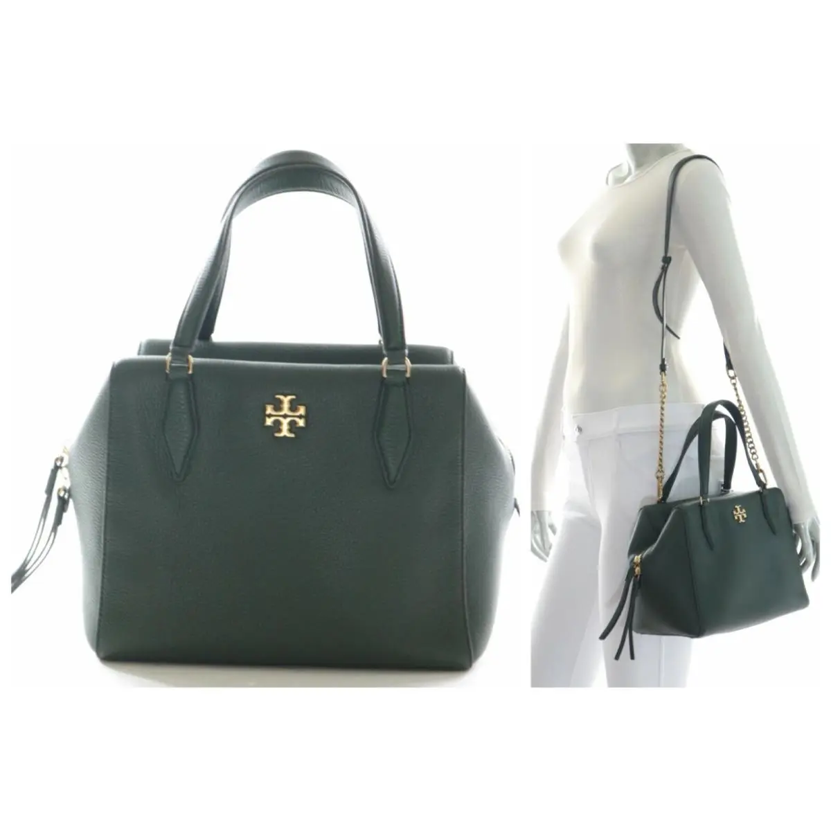 Tory Burch Kira Pebbled Leather Satchel Poblano