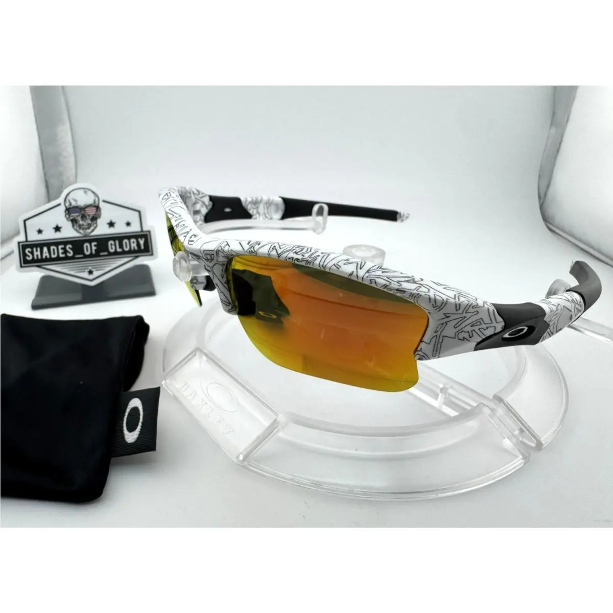 Oakley Flak Jacket Xlj White Text Ruby Red Aftermarket Polarized Sunglasses