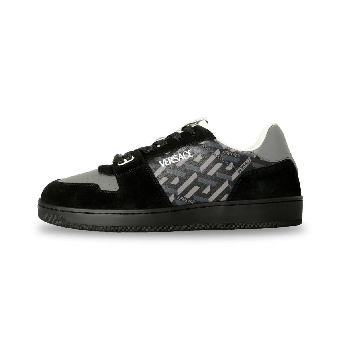 Versace Men`s The Greek Print Leather Suede Sneakers Shoes US 12 IT 45