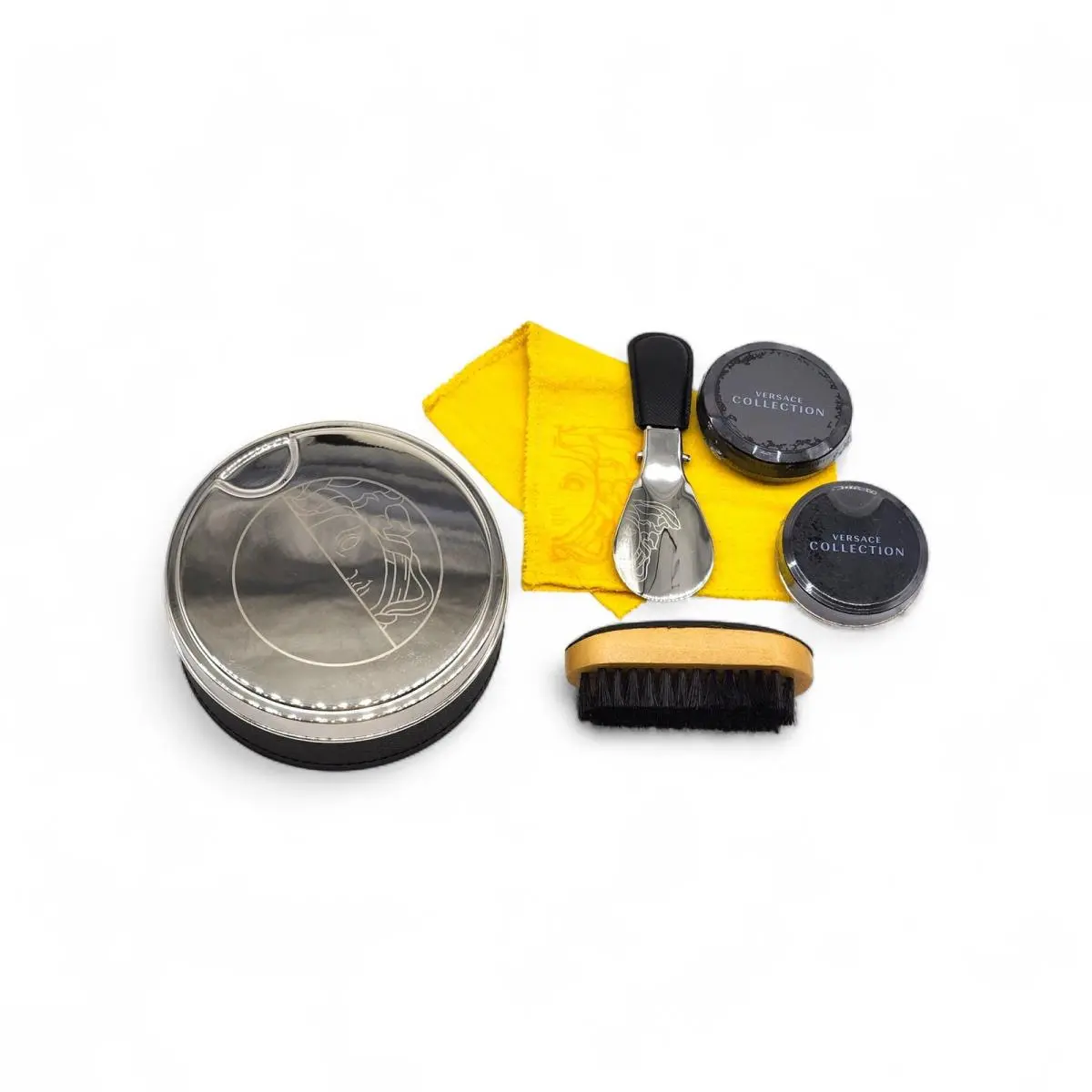 ​versace Collection Shoe Care Kit with Brush Polish Cloth Case Unisex