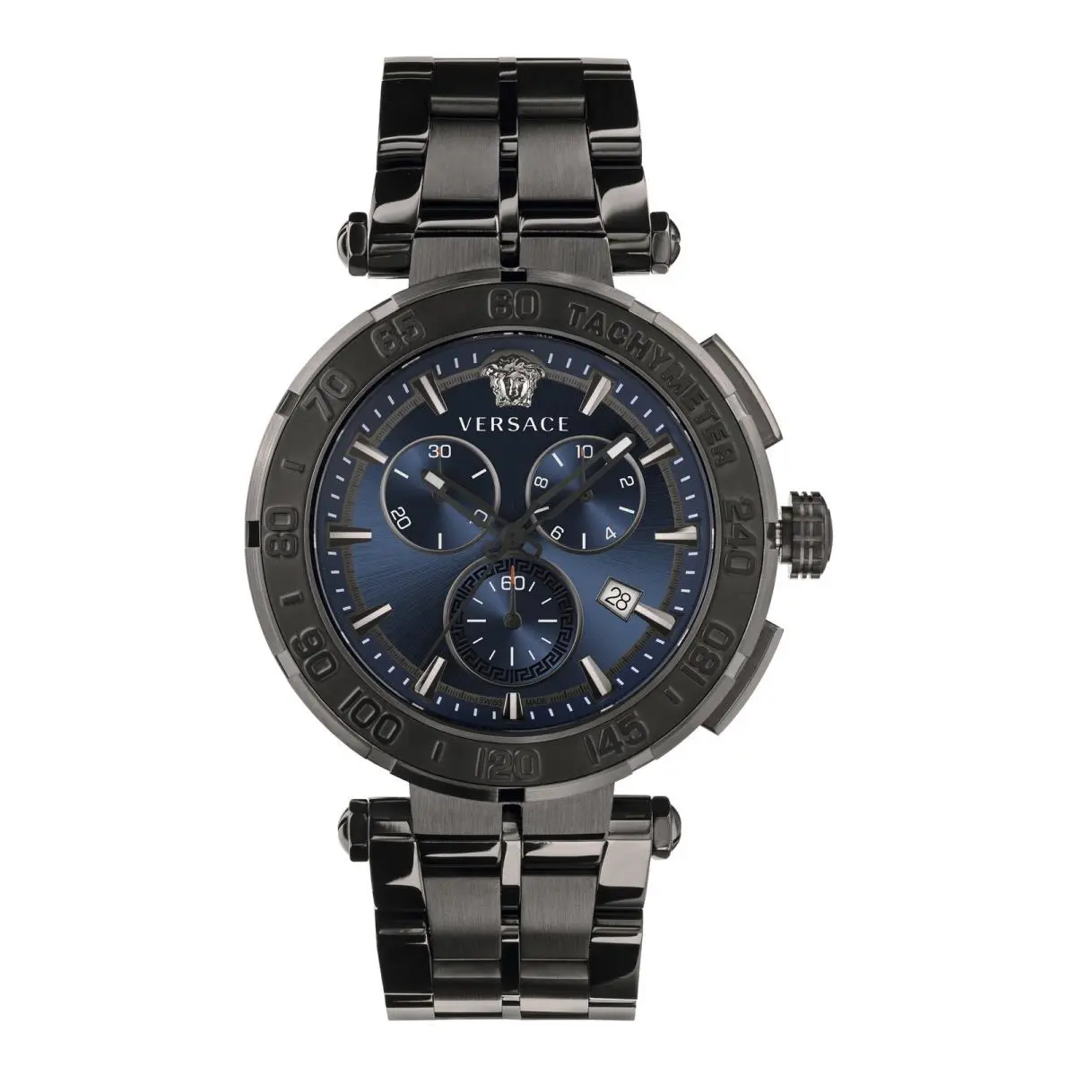 Versace Mens IP Black 45mm Bracelet Fashion Watch
