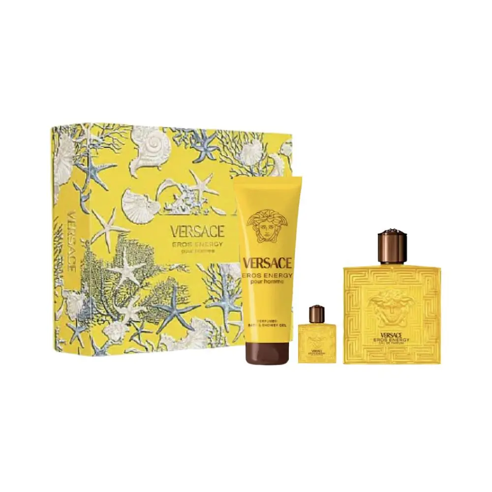 Versace Eros Energy 3-PC Set For Men 3.4 oz Edt / Shower Gel + Mini Edt