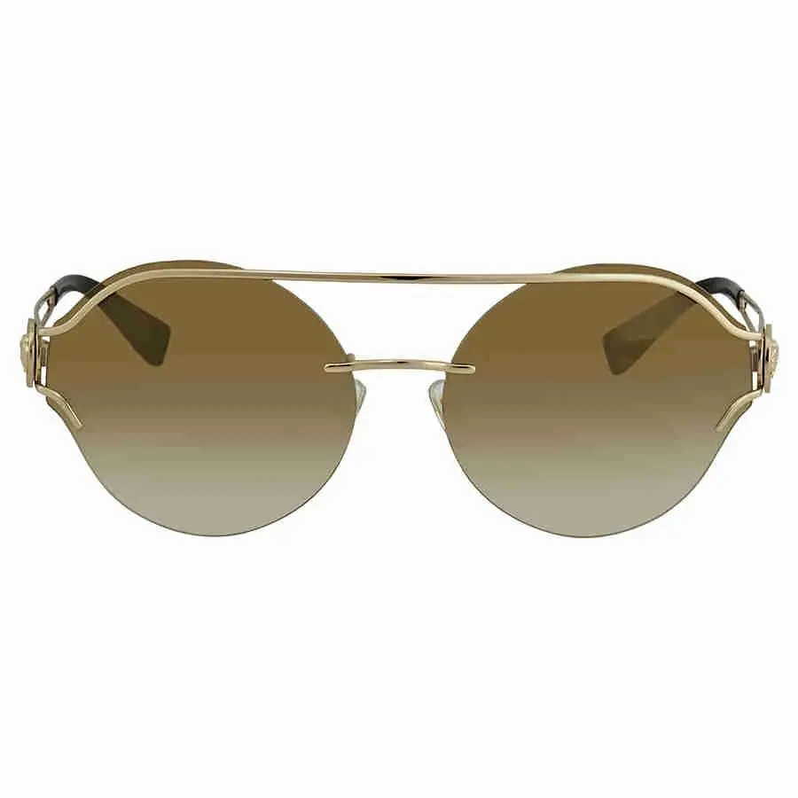 Versace Brown Gradient Mirror Gold Round Ladies Sunglasses VE2184 12526U 61
