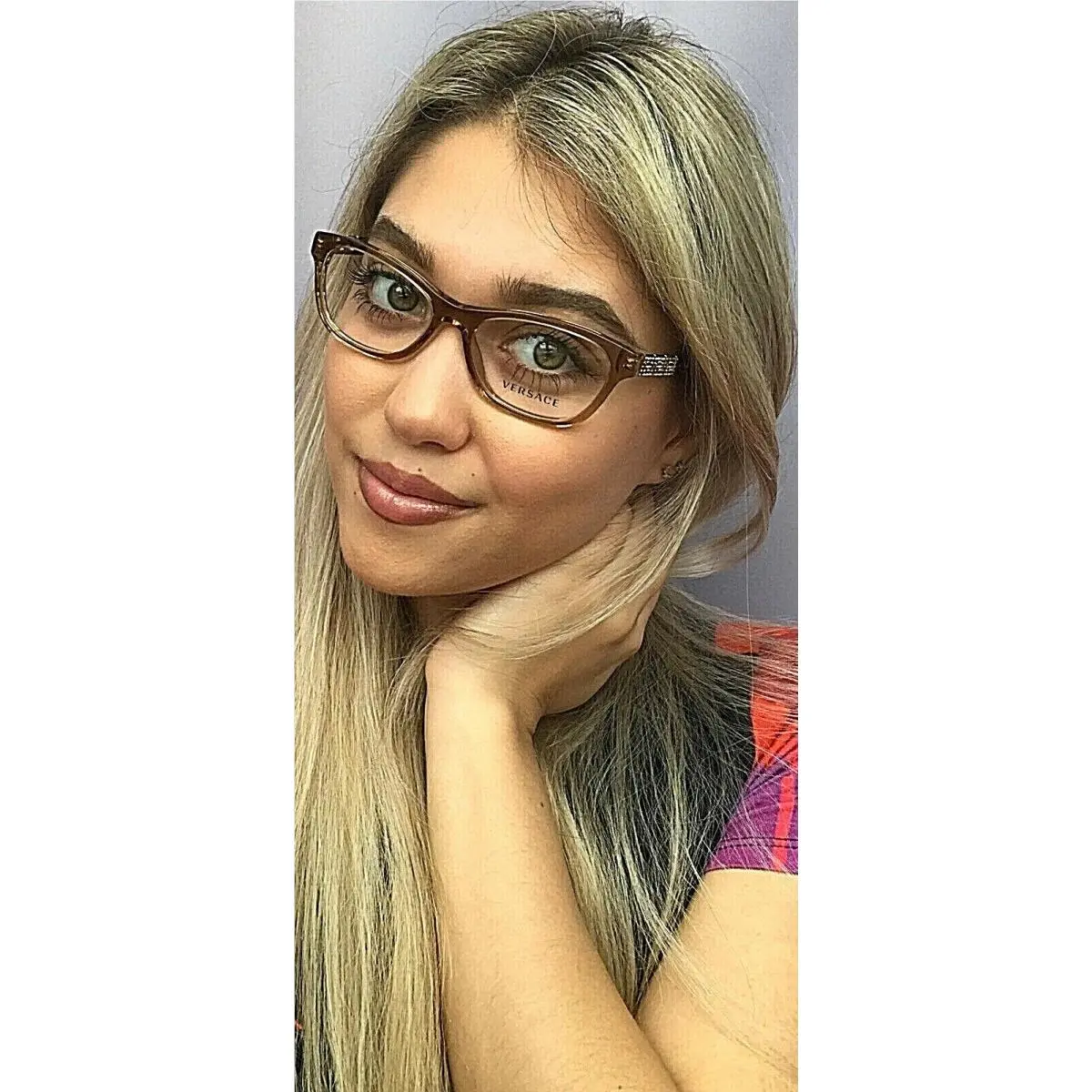 Versace Mod. 3212-B 617 Transparent Beige 52mm Cat Eye Women`s Eyeglasses