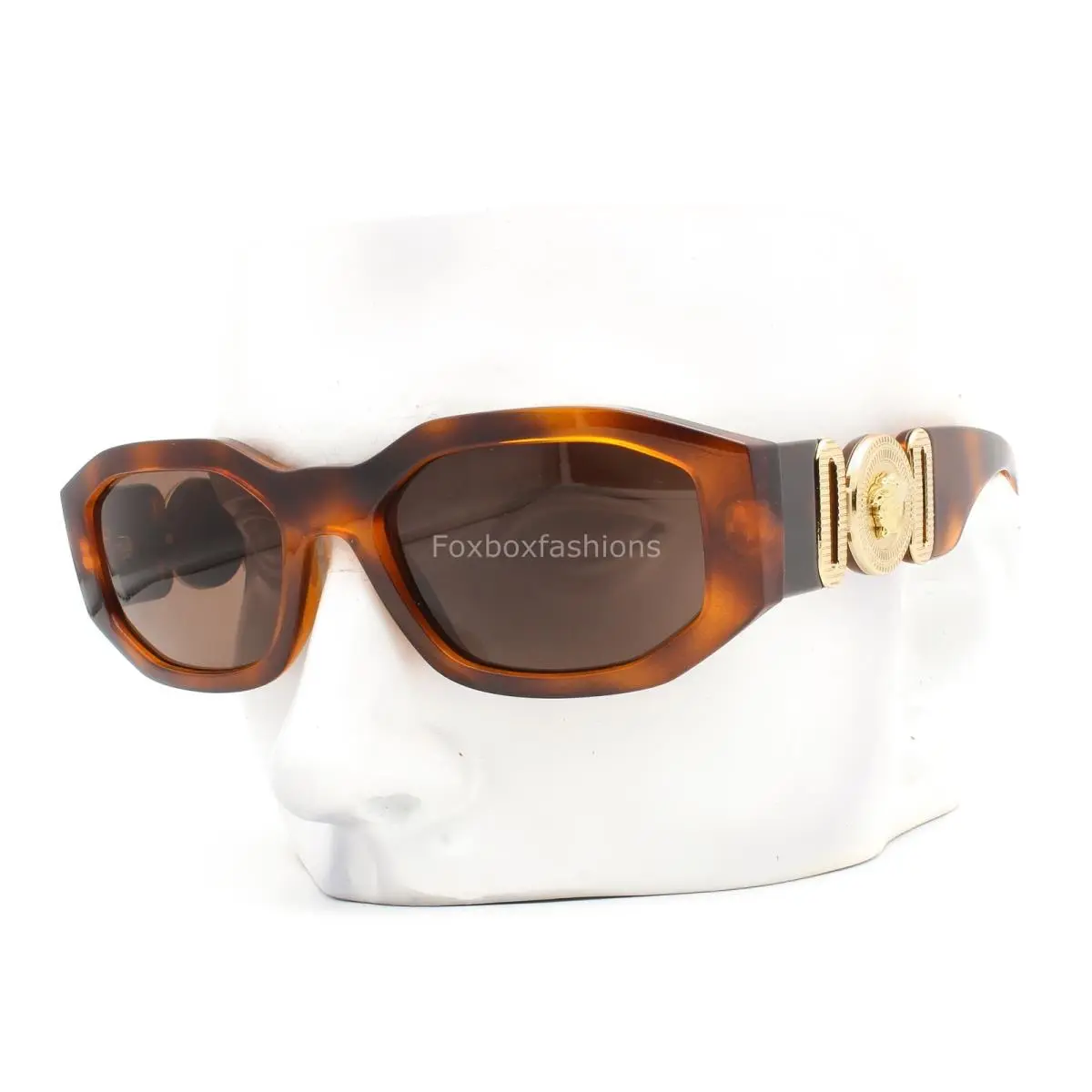 Versace Biggie Sunglasses VE4361 5217/73 Brown Havana Gold Medusa Logo W/case
