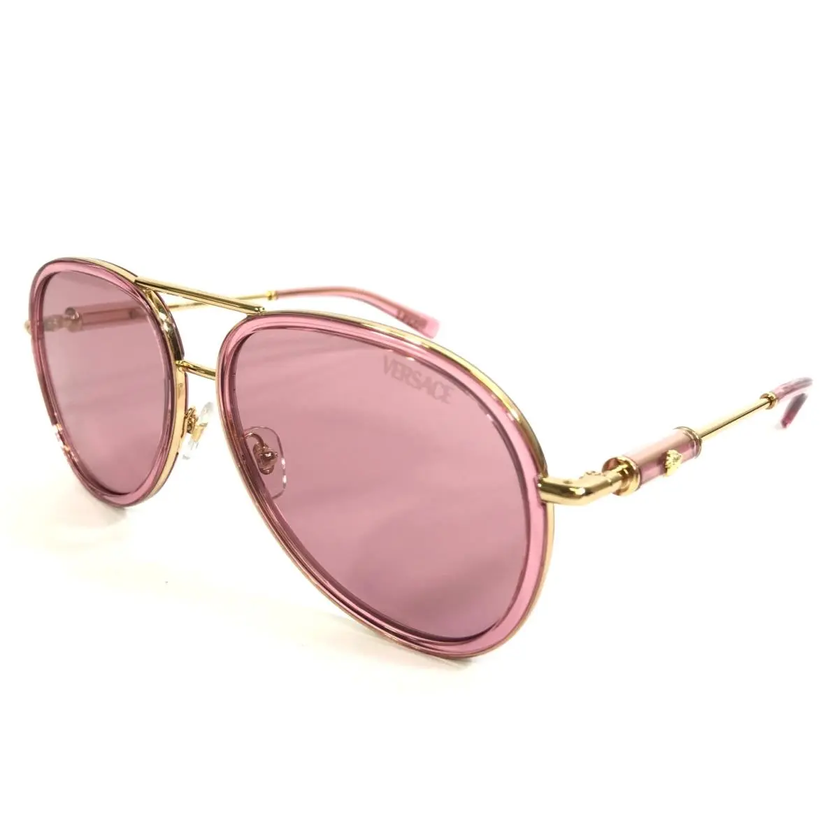 Versace Sunglasses MOD.2260 1002/84 Transparent Pink Gold Frames w/ Pink Lenses