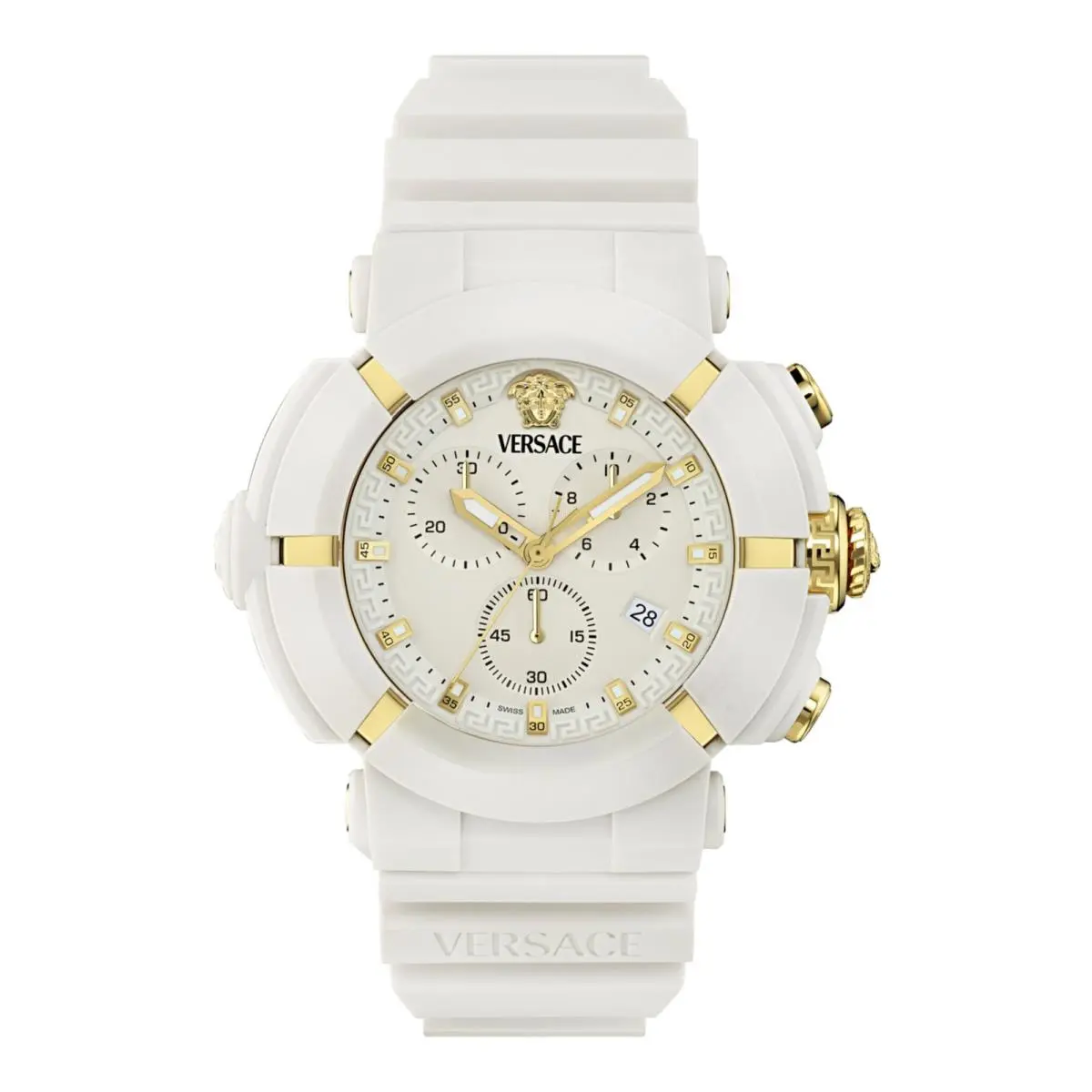 Versace Mens White 45mm Strap Fashion Watch