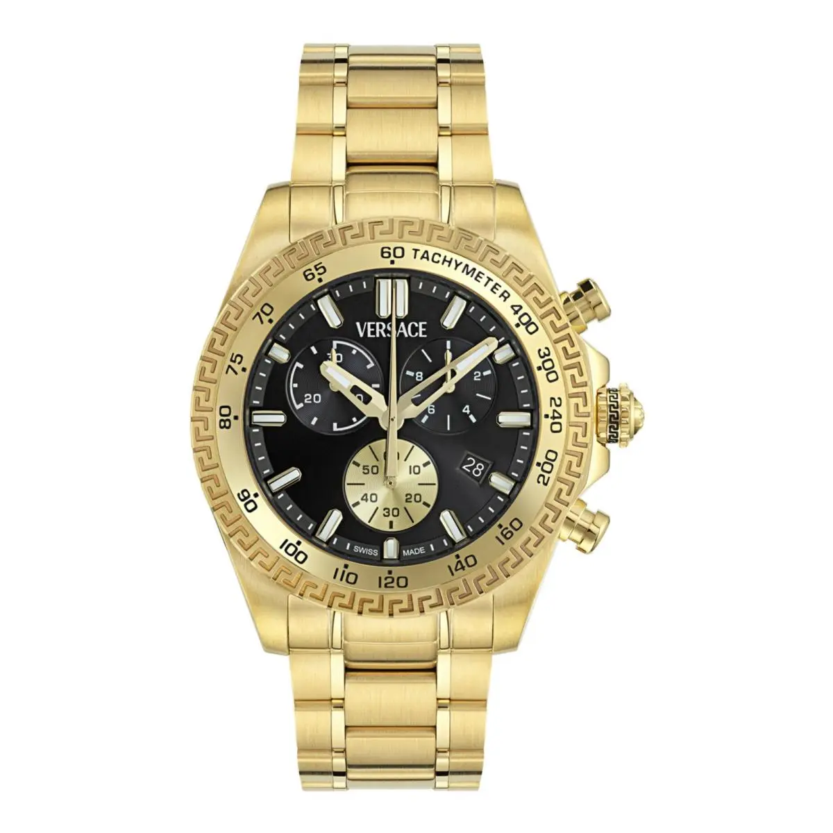 Versace Mens Gold 44mm Bracelet Fashion Watch