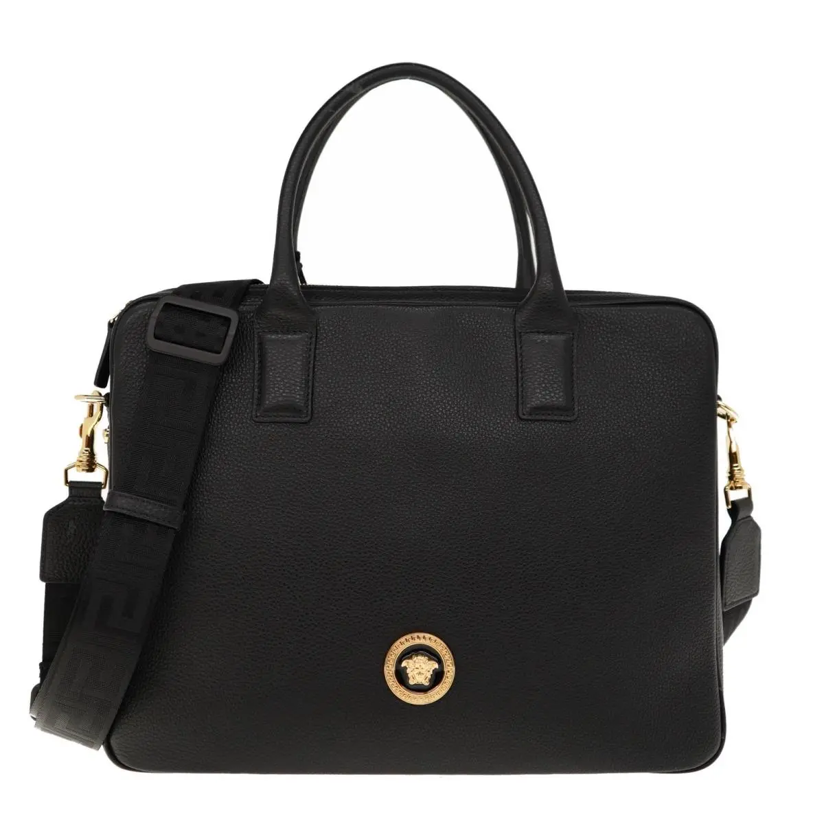 Medusa Briefcase Document Case Black Grainy Leather by Versace