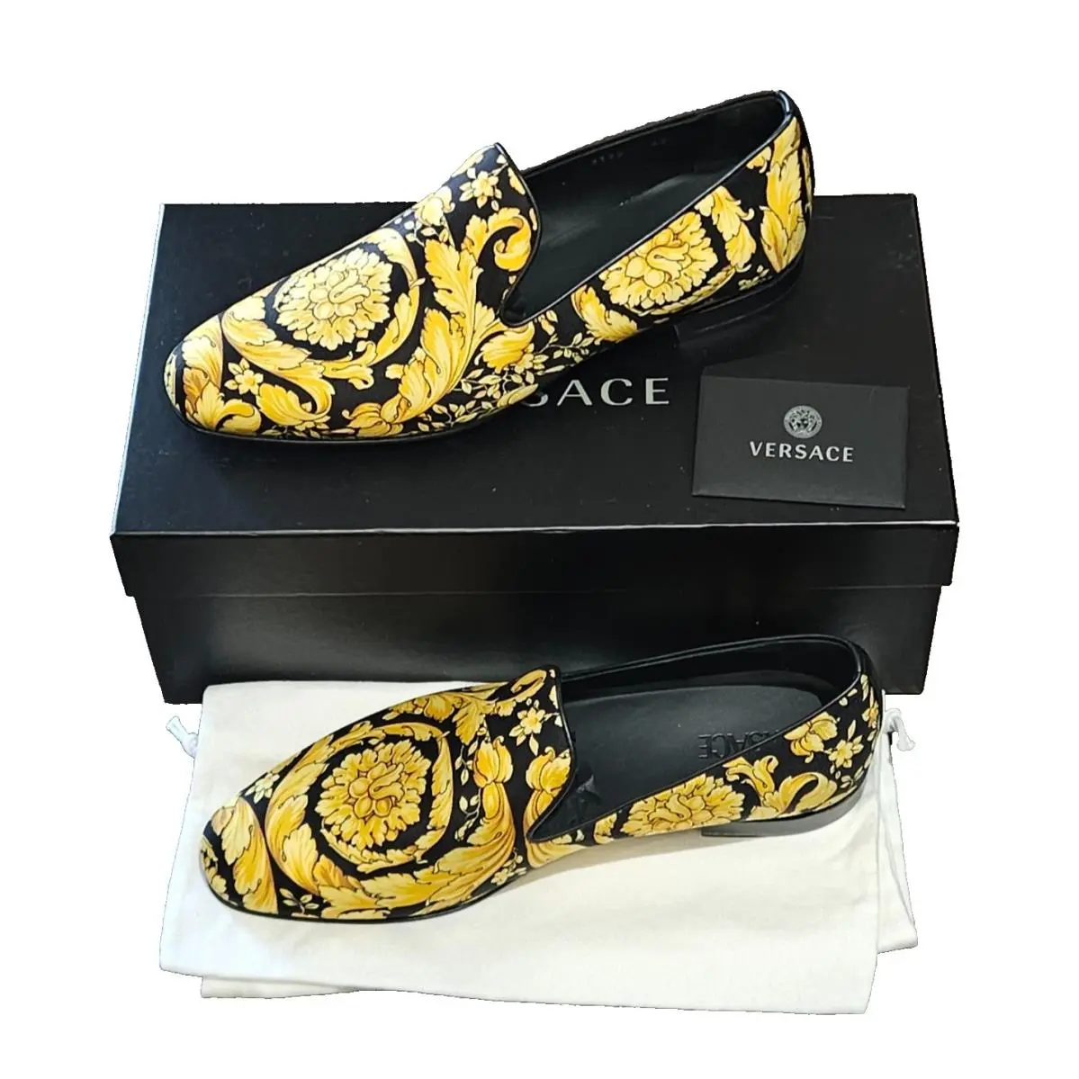 Men`s Barocco Print Slipper Loafers Size 9US 42EUR by Versace