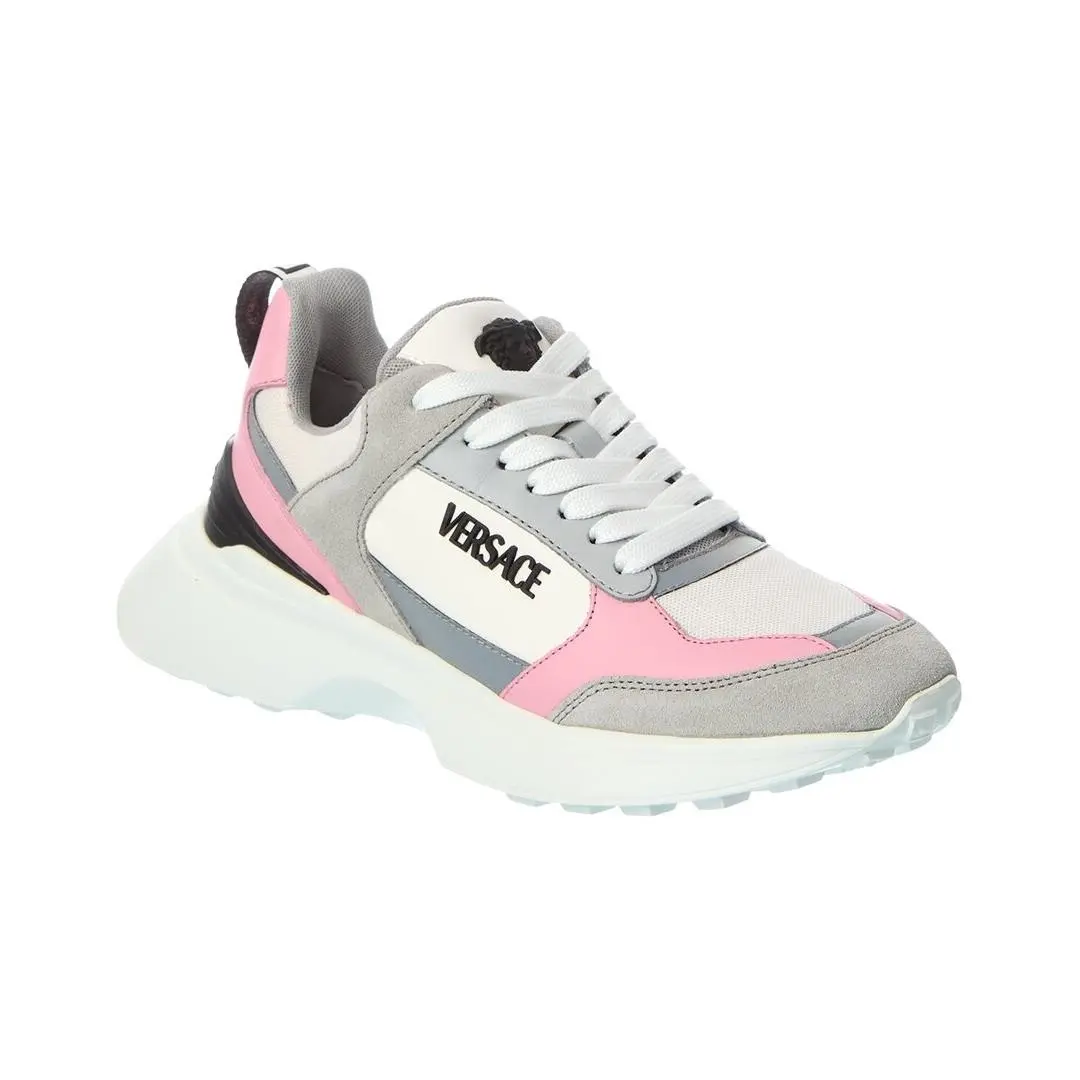 Leather Mesh Sneaker Women`s Pink 35 by Versace