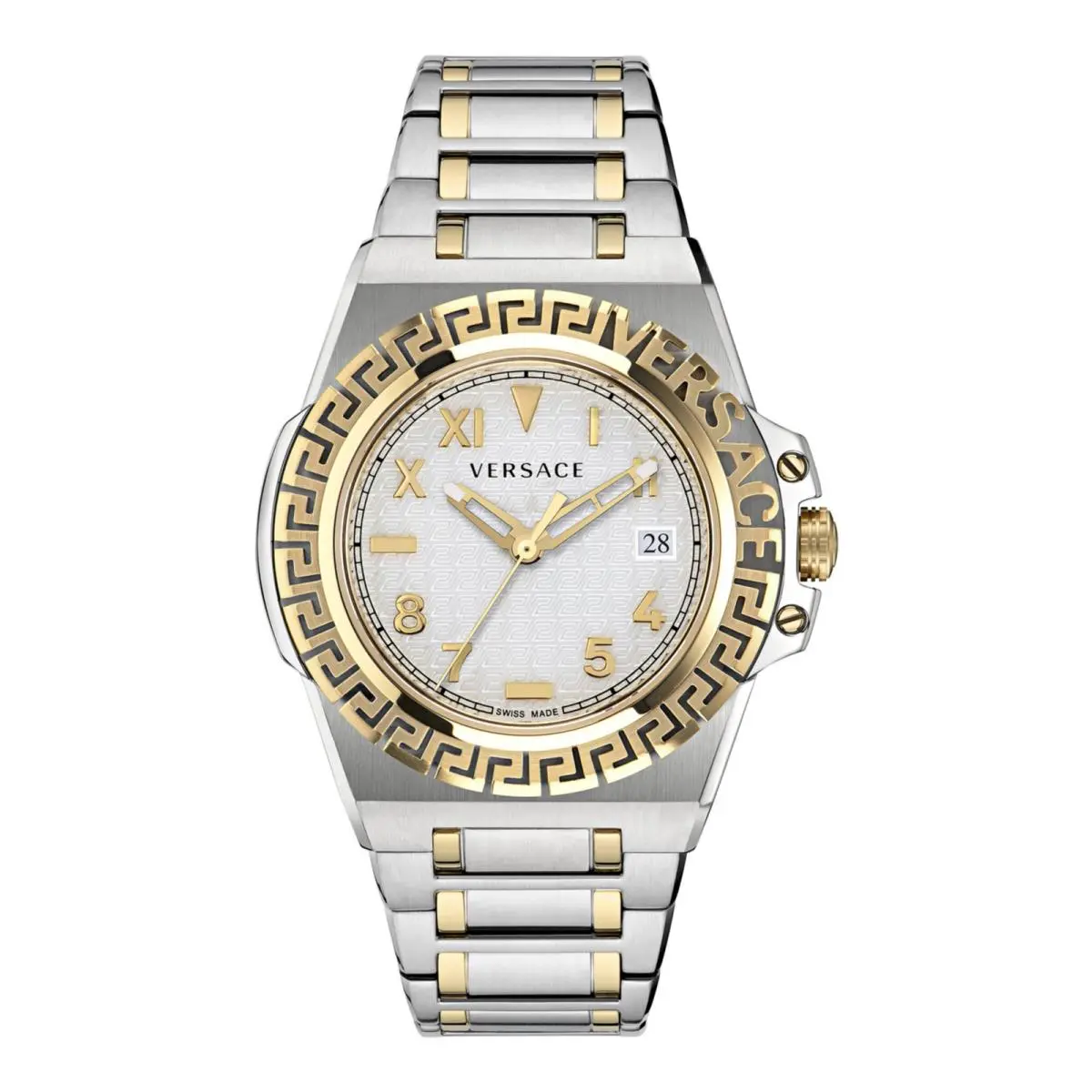 Versace Mens Two Tone 44mm Bracelet Fashion Watch