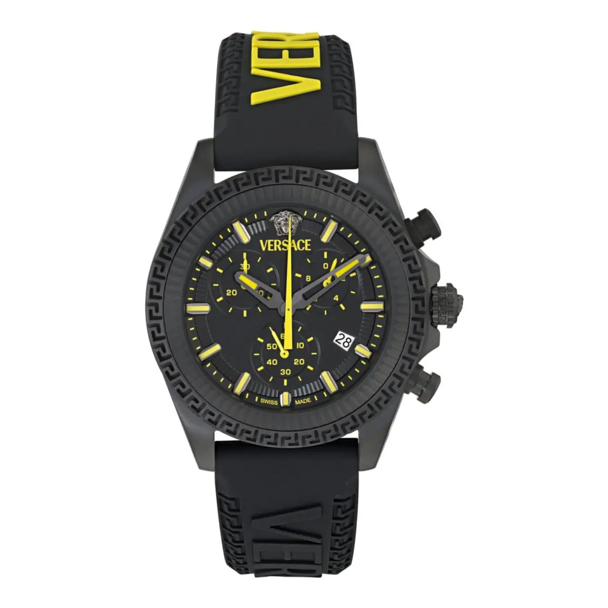 Versace Mens Black 43mm Strap Fashion Watch