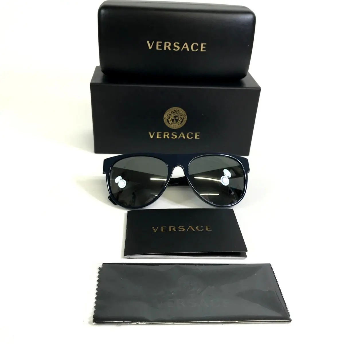 Sunglasses MOD.4346 5230/6G Polished Navy Blue Black w/ Dark Gray Lenses by Versace
