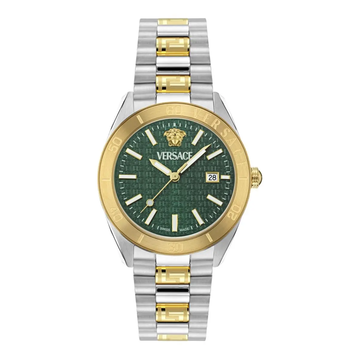 Versace Mens Two Tone 42mm Bracelet Fashion Watch