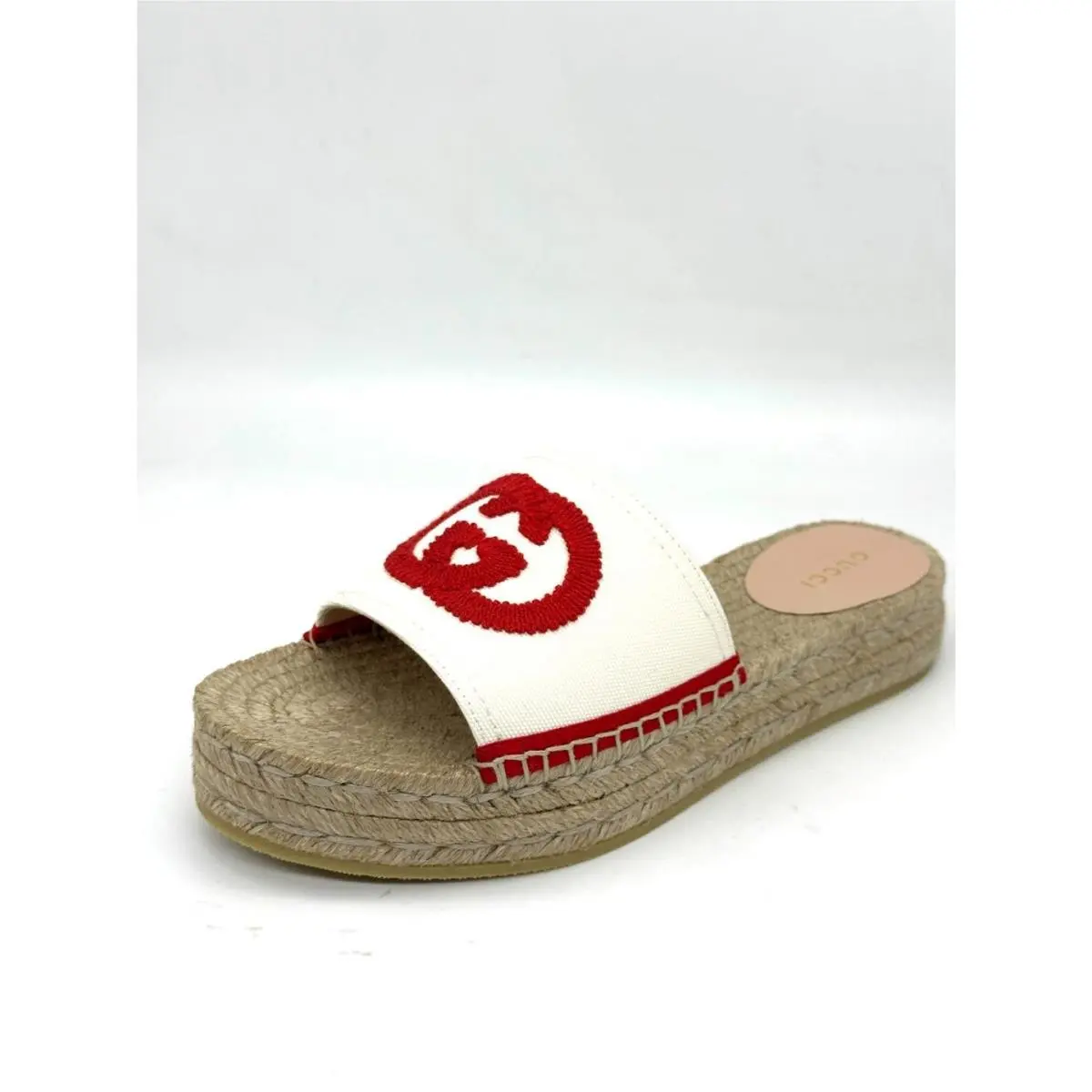 Gucci Pilar GG Canvas Espadrille Slide Mule Sandal Flat Platform Shoes