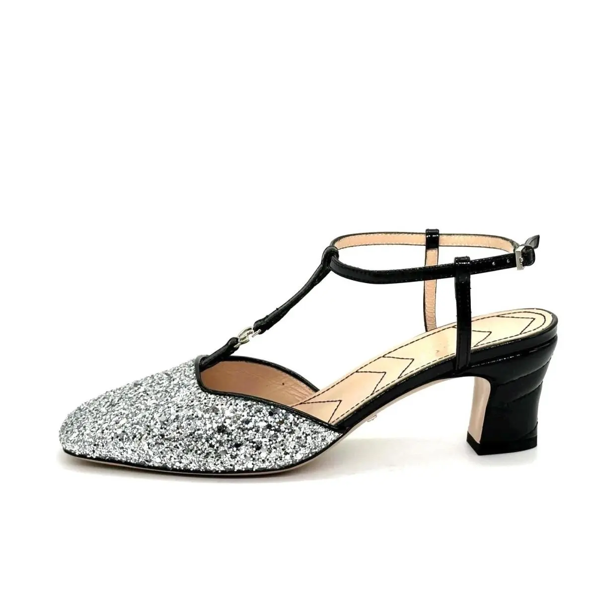 Marmont Glitter Patent Leather T Strap Pumps Heels Sandals Shoes by Gucci