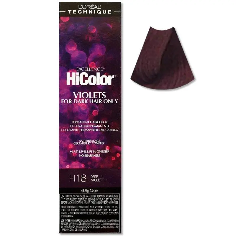 L`oréal 6 Pack L’oreal Hicolor Permanent Hair Color For Dark Hair Only – Choose Shade H18 DEEP VIOLET by L'Oréal